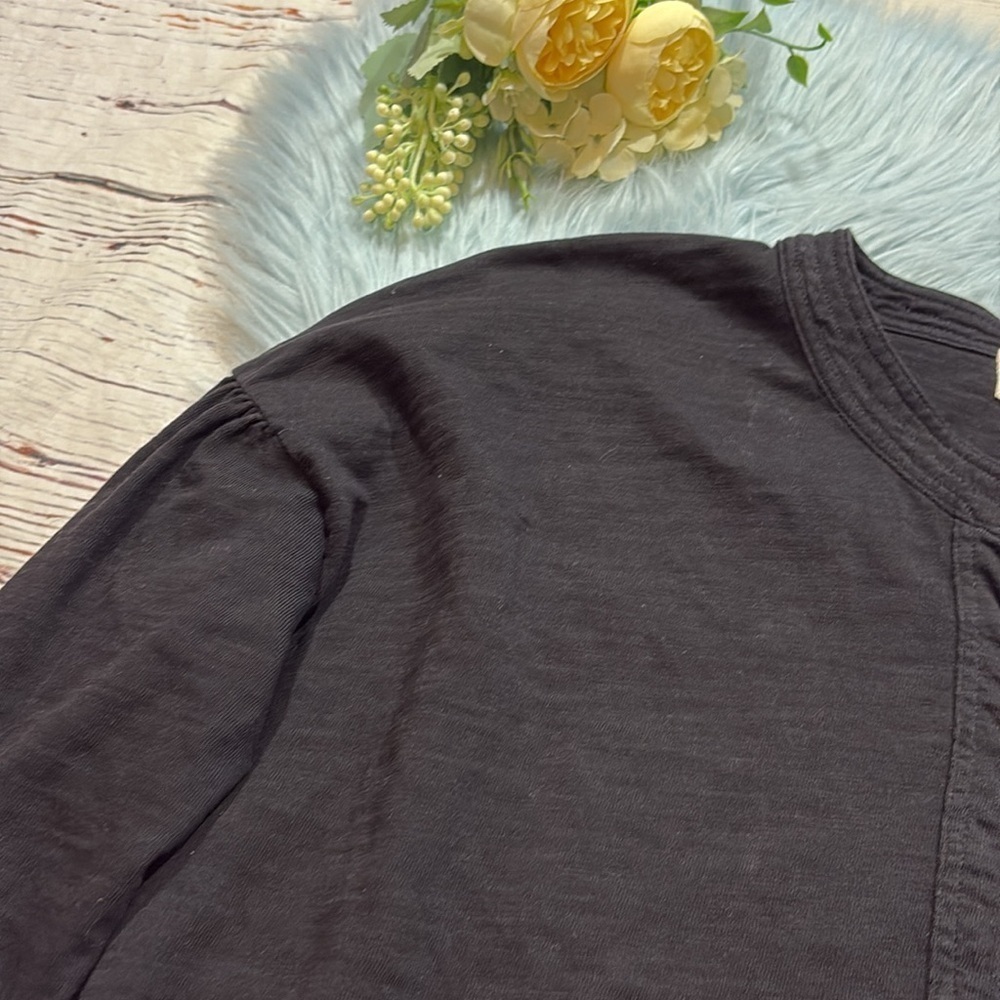 Nation LTD Gold Button Black Long Sleeve Top sz S - Picture 2 of 9